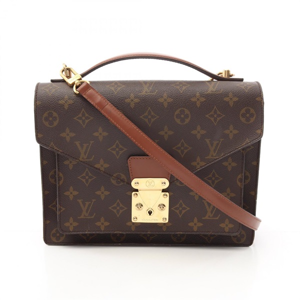 LOUIS VUITTON Monceau Shoulder Handbag M51185 Monogram canvas Brown Used Women