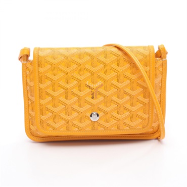 GOYARD Plume pouch wallet Shoulder Bag Canvas leather Yellow Brown White Used