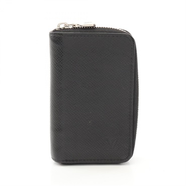 LOUIS VUITTON Zip around coin purse M30511 Taiga leather Black Ardoise Used mens