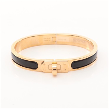 HERMES Mini Click Kelly Bangle Gold Plated enamel Black Women
