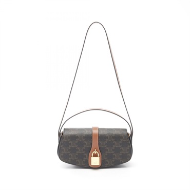 CELINE Clutch Taboo Triomphe Shoulder Bag 10I592DQ2 canvas leather Black Brown
