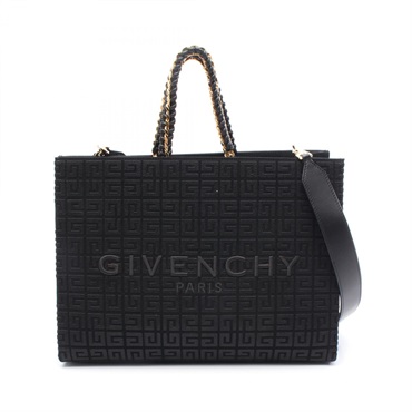 GIVENCHY G tote medium shoulder Bag canvas leather Black Used Women