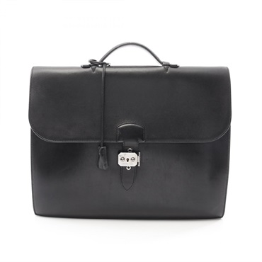 HERMES Sac A Depeche 38 Business bag I Box calf leather Black Used mens SHW