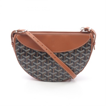 GOYARD Hirondelle Shoulder Bag Canvas leather Brown Black Used unisex