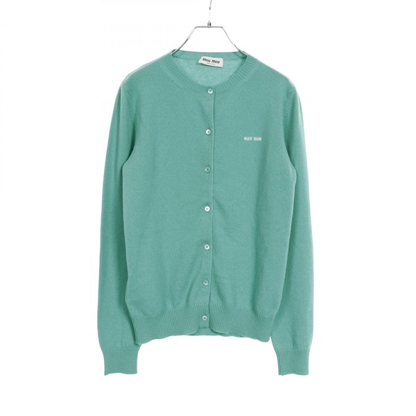 Miu Miu logo Cardigan MMF919 cashmere silk Green Size 40 Used Women