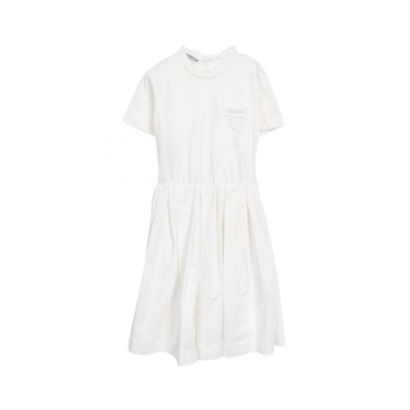 PRADA Short Sleeve Dress 33556 Cotton White #38 Used Women