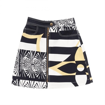 LOUIS VUITTON Monogram blason skirt RW201B VQZ FIJU04 cotton White Navy Used #34
