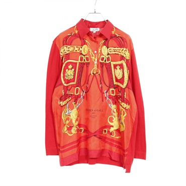HERMES BRIDES de GALA blouse silk cotton cashmere Red Multicolor Used Women #M