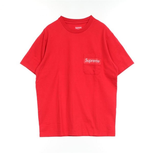 Supreme Mesh Stripe Pocket T-shirt #S short sleeves cotton Red Used mens