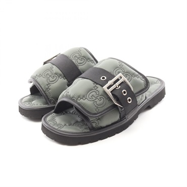 GUCCI GG Quilting Strap Sandals Mules 776792 Nylon Green #10 Used Mens