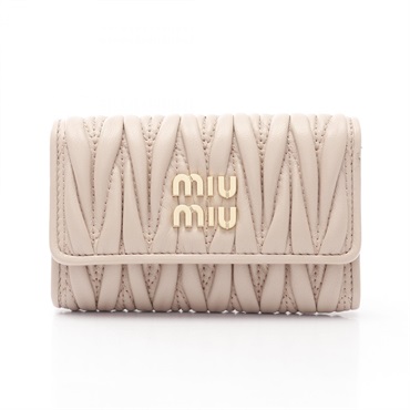 Miu Miu Materasse 6 key holder case 5PG004AFPPF0236 leather Beige NEW Women