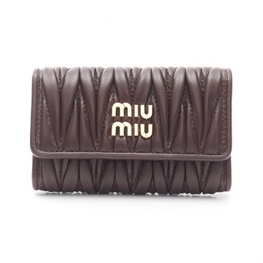 Miu Miu Materasse key holder case 5PG004AFPPF0NBL leather Brown NEW Women