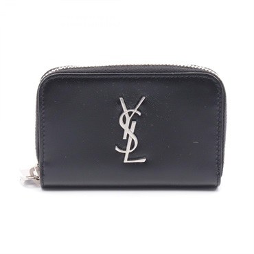 SAINT LAURENT YSL logo coin purse wallet 5354110SX0E1000 leather Black NEW mens