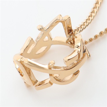 SAINT LAURENT Cassandre Chain Necklace pendant Gold Plated women NEW
