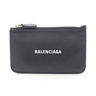 BALENCIAGA CASH Card Case 6371301IZI31090 W leather Black White NEW unisex logo