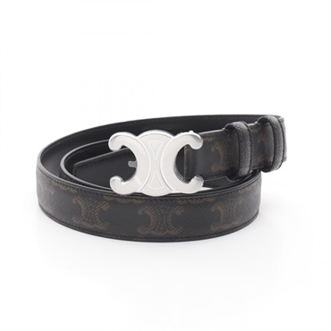 CELINE medium triomphe belt 45AKA2ACO38SI85 leather Black Brown NEW Women