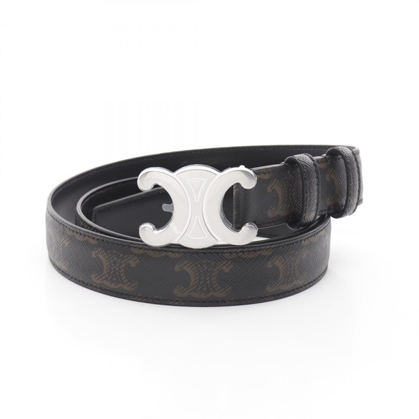 CELINE medium triomphe belt 45AKA2ACO38SI85 leather Black Brown NEW Women
