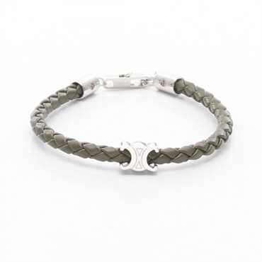 CELINE Triomphe Beach Bracelet 18.5cm 461DP3SMO15KV Stainless Steel leather