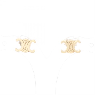 CELINE Triomphe Pierced earrings Gold Plated NEW
