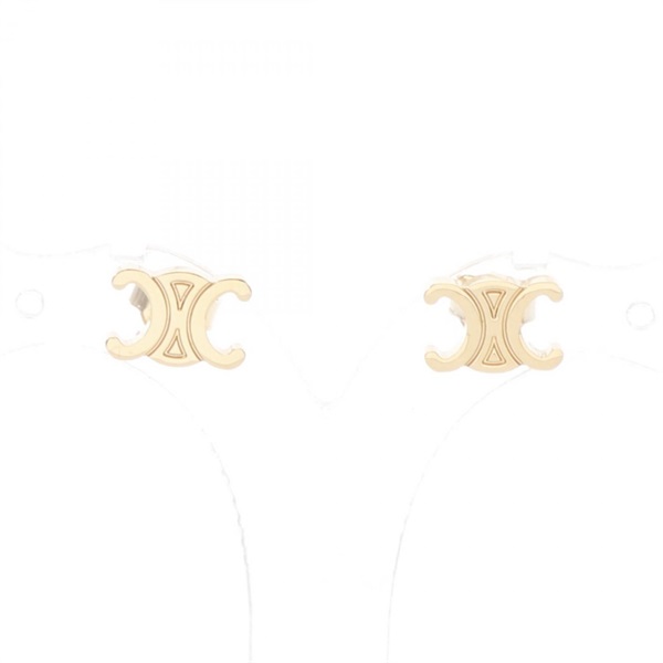 CELINE Triomphe Pierced earrings Gold Plated NEW