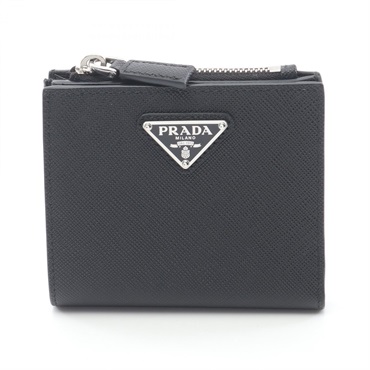 PRADA SAFFIANO TRIANG Bi-fold wallet purse 2ML049QHHF0002 leather Black
