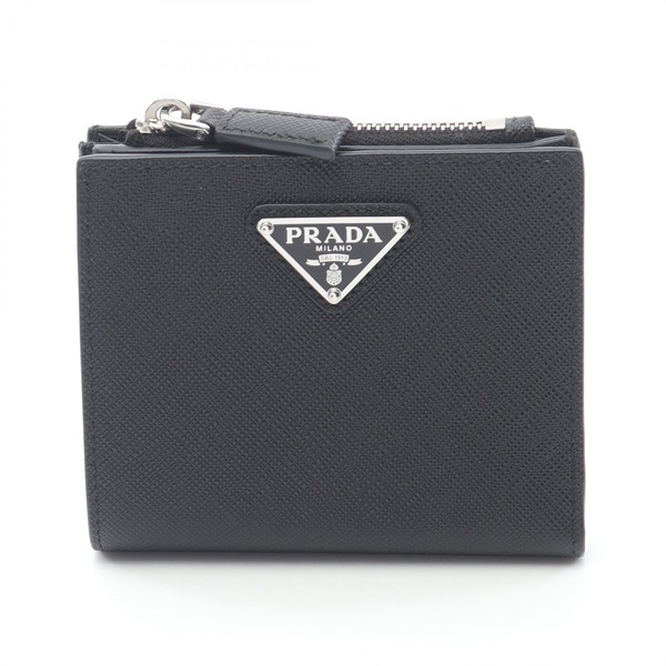PRADA SAFFIANO TRIANG Bi-fold wallet purse 2ML049QHHF0002 leather Black