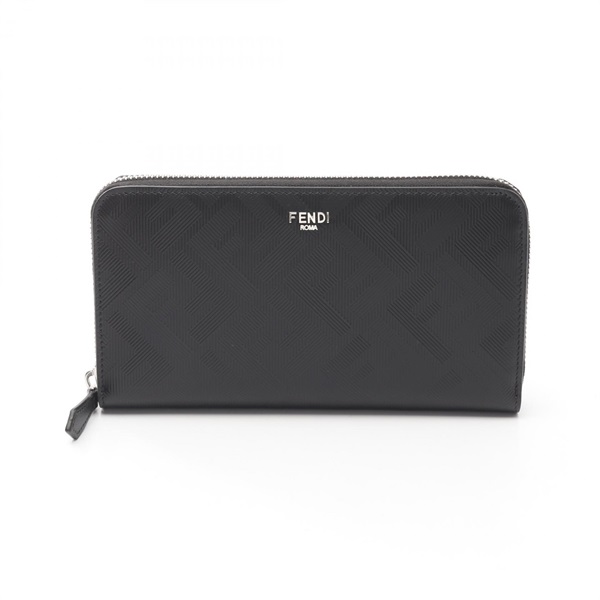 FENDI Shadow Zucca Around zip long wallet purse 7M0210AJF4F19KP leather Black