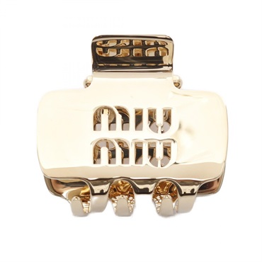 Miu Miu logo hair clip accessory 5IF2192DTUF0056 Gold Plated NEW Women