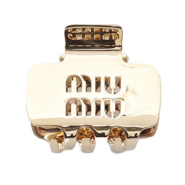 Miu Miu logo hair clip accessory 5IF2192DTUF0056 Gold Plated NEW Women