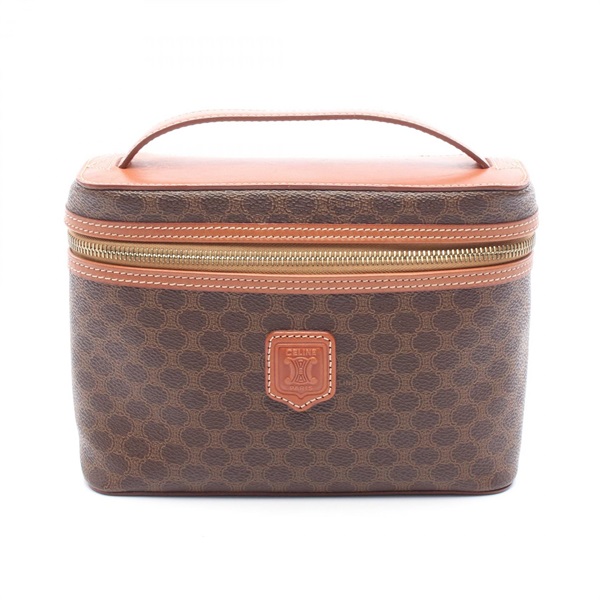 CELINE Macadam Hand vanity bag pouch canvas leather Brown Used