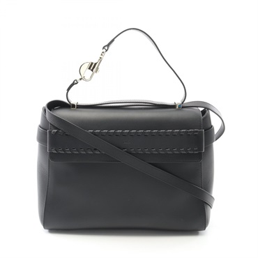 Chloe Nacha Shoulder Hand Bag crossbody leather Black Used Women