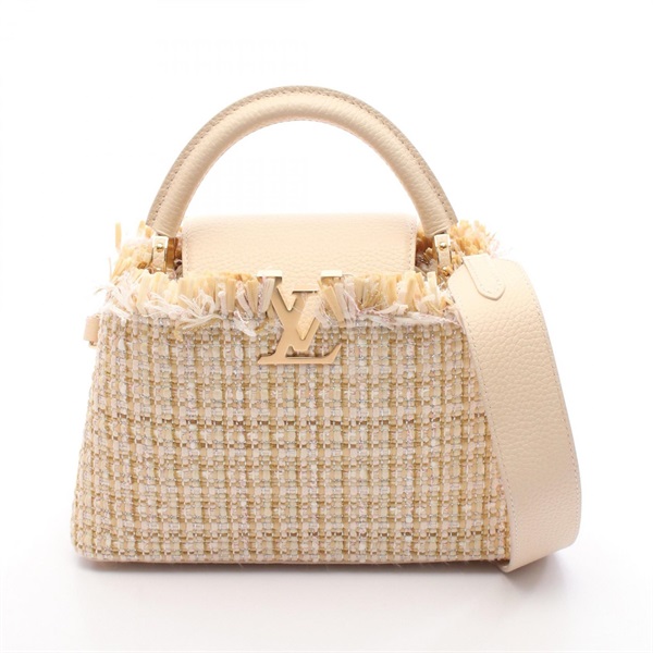 LOUIS VUITTON Capucines BB Shoulder Handbag M22181 Fabric leather Raffia Beige
