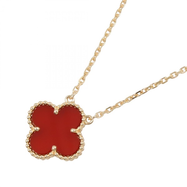 Van Cleef & Arpels Vintage Alhambra Necklace 18KYG Yellow Gold Carnelian Used