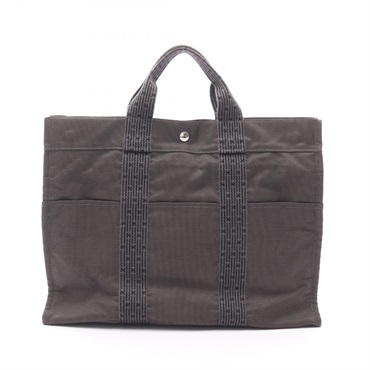 HERMES Herline MM Hand Tote Bag Nylon canvas Gray Used unisex SHW