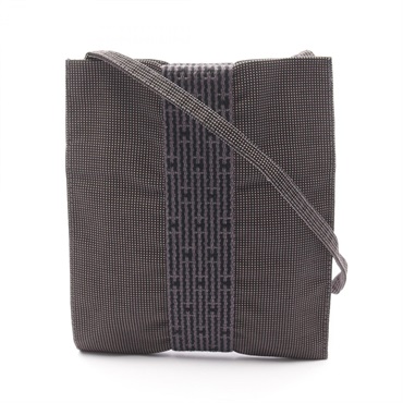 HERMES Herline pochette Shoulder Bag canvas Nylon Gray Used Women