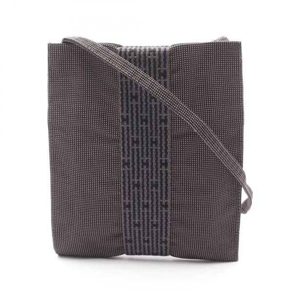 HERMES Herline pochette Shoulder Bag canvas Nylon Gray Used Women
