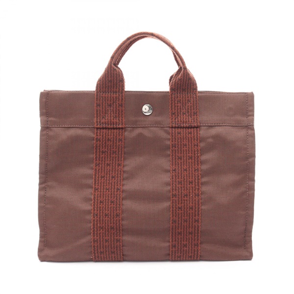 HERMES Herline PM Tote Bag canvas Nylon Brown Used Women
