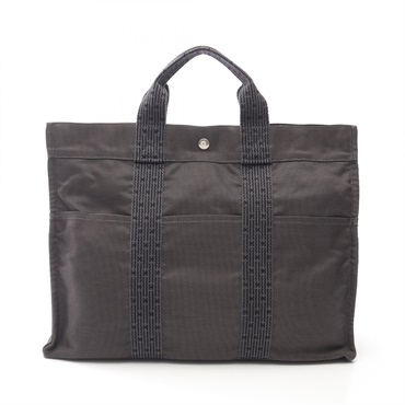 HERMES Herline MM hand Tote Bag canvas Nylon canvas Gray Used unisex SHW