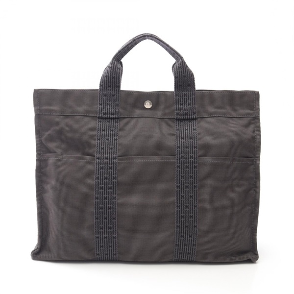 HERMES Herline MM hand Tote Bag canvas Nylon canvas Gray Used unisex SHW