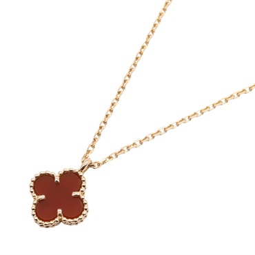 Van Cleef & Arpels Sweet Alhambra Necklace Carnelian 18KPG Gold Red Used women