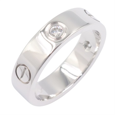 CARTIER Love ring 3P Diamond 18KWG White Gold Used women US size 7.5 #56