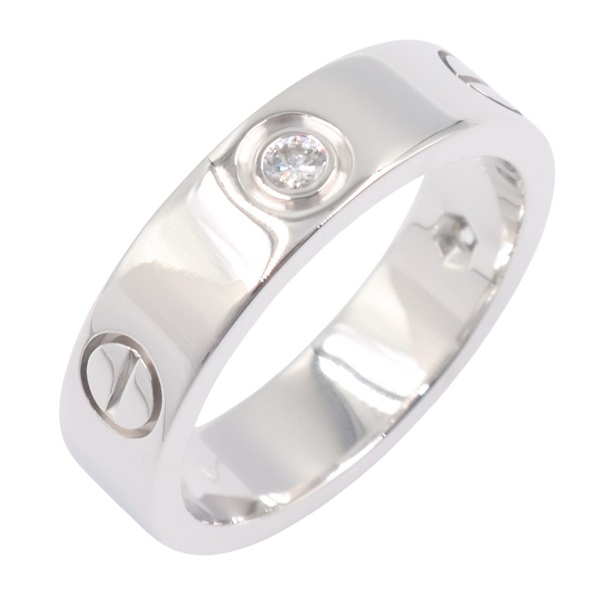 CARTIER Love ring 3P Diamond 18KWG White Gold Used women US size 7.5 #56