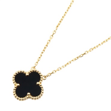 Van Cleef & Arpels Vintage Alhambra Necklace Onyx 18KYG Yellow Gold Black Used