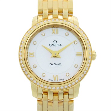 OMEGA De Ville Prestige Diamond Wrist Watch 424.55.24 Quartz 18KYG NEW Women