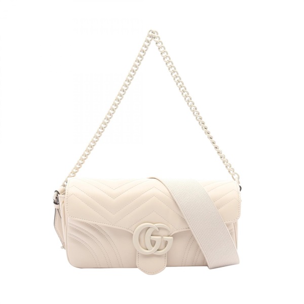 GUCCI GG Marmont Chain Shoulder Bag 734814 leather Beige Used Women