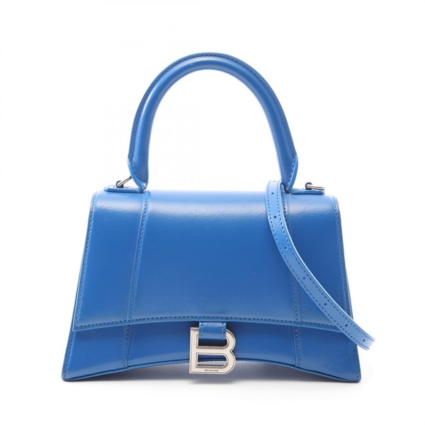 BALENCIAGA Hourglass Small Shoulder Handbag 593546 leather Blue Used Women