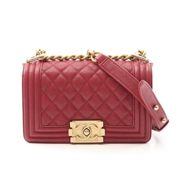 CHANEL Boy Chanel Small Chain Shoulder Bag A67085 Calfskin Bordeaux Used Women
