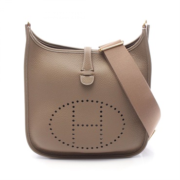 HERMES Evelyne 3 Troyes PM Shoulder Bag K Clemence leather Etoupe Grey GHW Women