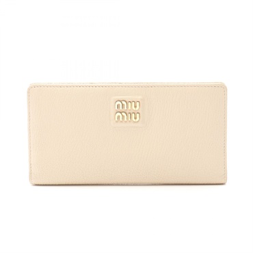 Miu Miu Madras Bifold purse long wallet leather Beige Used Women