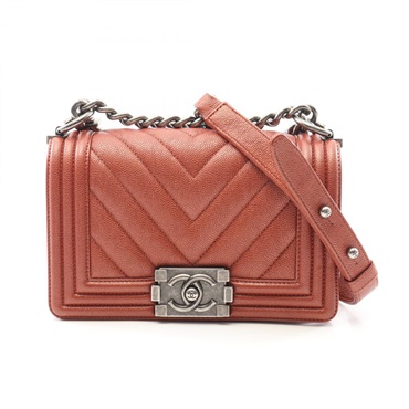 CHANEL Boy Chanel Small Chevron V Stitch Chain Shoulder Bag A67085 Calfskin BR